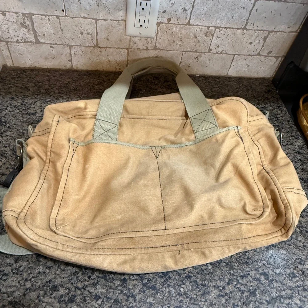 Rothco Khaki Canvas Duffel Bag Vintage Military Paratrooper Shoulder Bag Tan